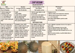 Tapas Maquereau / Cornichon / Curry Pour 6 à 8 bouchées1 boîte de maquereaux aromatisés au choix 4 cornichons aigres-doux 1 c à s de fromage frais 1 c à c de jus de citron Crackers ronds ou pain grillé, blinis Égoutter les maquereaux et les écraser à la fourchette. Couper les cornichons en petits dés. Mélanger les maquereaux avec le fromage frais, le curry, les cornichons et le jus de citron. Goûter et rectifier l’assaisonnement. Déposer une rondelle de cornichon ou un morceau sur un petit morceau de pain.Mini Cakes à la Soupe de Poisson et Sardines Pour 12 mini cakes 2 œufs 130 g de farine 1 sachet de levure chimique 20 cl de soupe de poisson 80 g de fromage râpé 1 boîte de sardines à l’huile d’olive Poivre, piment d’Espelette échauffer le four à 180°C. Dans un saladier, battre les œufs, ajouter la soupe de poisson, la farine et la levure. Bien mélanger. Ajouter les sardines et mélanger à nouveau. Verser la préparation dans des moules à mini cakes. Cuire 20 minutes à 180°C. Les mini cakes doivent être dorés et gonflés. Verrines de Soupe de Crabe façon Espuma Pour 6 petites verrines 1 boîte de soupe chaude de crabe ou de homard 10 cl de crème entière liquide 1 c à c de jus de citron 1 pincée de piment doux Poivre blanc moulu Crabe émietté ou crevette pour la décoration aire chauffer la soupe de crabe dans une casserole. Ajouter la crème et le jus de citron. Saler, poivrer, ajouter une pincée de piment. Laisser refroidir. Fouetter pour obtenir une texture mousseuse. Verser dans des petites verrines. Décorer avec un peu de crabe émietté ou une crevette. Mini-Brochettes de la Mer Pour 6 à 8 brochettes 3 pommes de terre 1 boîte de sardines ou de maquereaux aromatisés 1 boîte de soupe de poisson ou de crustacés 1 c à s de fromage frais Poivre blanc moulu Ciboulette, persil ou aneth Pics à brochettes Laver et éplucher les pommes de terre et les couper en petits cubes. Cuire les cubes de pommes de terre au four. Couper les poissons en petits cubes. Monter les brochettes en alternant cubes de pommes de terre et de poissons. Ajouter des herbes fraîches et un filet d’huile d’olive et un zeste de citron.